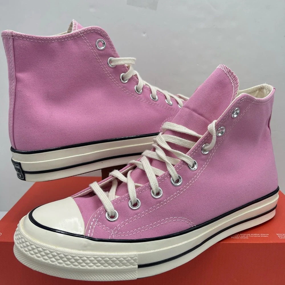 Converse Men’s A03795C CHUCK 70 HI AMBER PINK/EGRET/BLACK Pink High-Top Sneakers